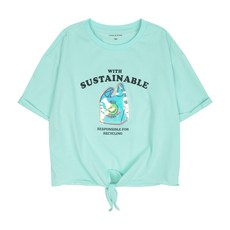 애플핑크 여아용 포인트 매듭 티셔츠 R323