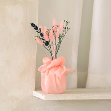 ScentBasket 韓式風呂敷裝飾花瓶 + 兔尾草永生花套組, 粉紅色