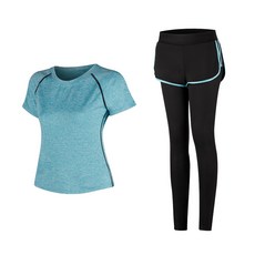 女款時尚瑜伽短袖T恤+短褲內搭褲