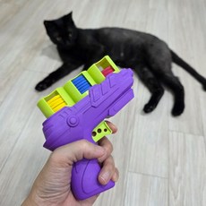 MAAH 貓咪玩具飛盤連發射擊槍套組, 1套, 紫色