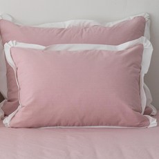 스코홈 바이오워싱 고밀도 순면 호텔식 누빔 베개커버 + 베개솜 세트, 순수핑크, 1개