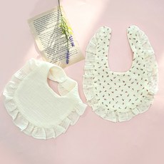 Woojooi 嬰兒 Bebegongjuyoru 褶邊圍兜 2件套