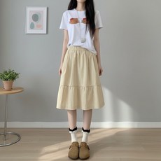 언헤브 여성용 러블리 밴딩 캉캉 미디 스커트