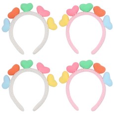 LivingDA 毛絨愛心髮箍 2款 x 2入組, 1套, 象牙白, 粉紅色