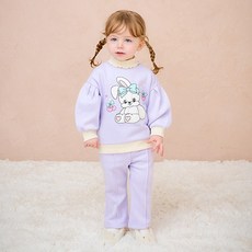 milkmile 女童雪兔櫻桃刷毛上下衣套裝