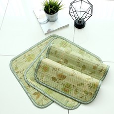 LEENDECO 竹子青苔花朵坐墊 2入, 竹色