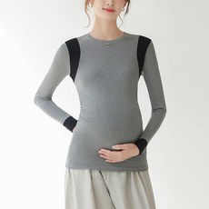 언헤브 투톤 레이어 임부 티셔츠