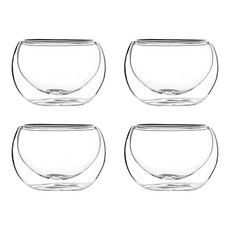 Mrs. Home 廚房精選 耐熱玻璃 雙層 茶道茶杯 80毫升, 4個, 透明