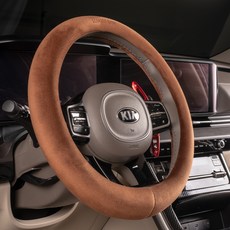 VENDICT 冬季雪花圓形方向盤手柄套, 復古棕色