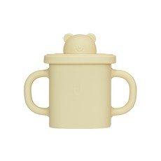 MODU'I BLUEMAMA 矽膠泰迪熊方形壺嘴水杯, 奶油黃, 350ml, 1個