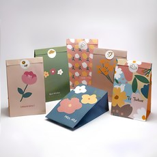 IndiK 綻放花朵紙袋 6入 + 貼紙 6入組, 1組, 混色