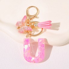 ING Market 粉紅粉紅可愛字母商品掛飾, 1個, U