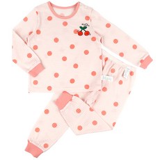 Maykids 女童款微笑櫻桃緹花9分袖家居套裝