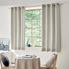 DECOZIO Daily 窗戶型穿環式遮光窗簾 2入, 象牙白