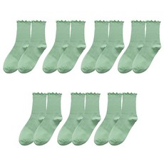 JOY MULTI 孕婦款捲邊造型素色中筒襪 綠色 7雙, 1組