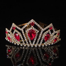 Estella 自助婚禮 鑽石 皇冠 頭飾 uux650, 1個, 金紅色