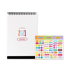 momopop 2021 年台歷 + 可拆卸裝飾貼紙 3件套, 混色