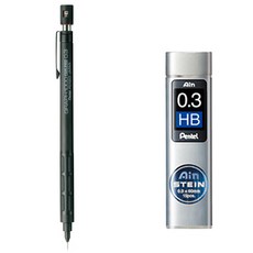 Pentel 飛龍文具 Graph 1000 PG1003自動鉛筆 + Ain STEIN HB筆芯組, 0.3mm, 1組