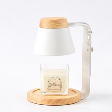 Ein.D Signature木質風格定時融蠟燈 + 120g大豆蠟燭組合, 白麝香, 白木(融蠟燈)