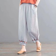 lemon soul 女款花刺繡鬆緊褲