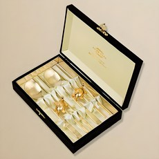 Willive 鈦金龜高級雙人匙筷禮盒組, 2套餐具+2個金龜碟+盒子+購物袋, 1套, 混色