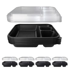 Bloom at home 4格一次性便當盒 黑色, 25套