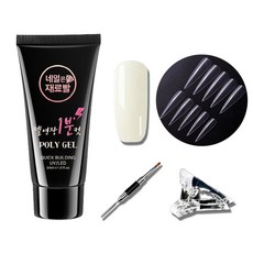 네일은재료빨 업그레이드 일반 폴리젤 30ml + 스텔레토팁 100p + 듀얼 브러쉬 + 클립 세트, 자연네일컬러, 1개