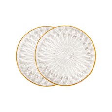 金邊鑽石玻璃盤 2入組, 單一顏色, 2個