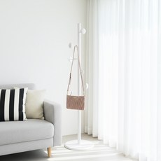 Supsokae 實木圓形低款立式衣架, 白色