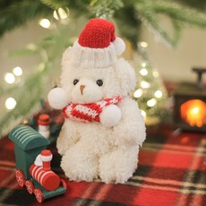 EPLYN 聖誕節飾品 聖誕熊娃娃 鑰匙圈 聖誕樹掛飾 裝飾, 1個, 奶油色