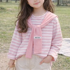 woojooi 兒童條紋T恤 + 層次披肩套組