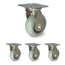 MASTER. S 不鏽鋼重型腳輪 DS 3340 ELP-S 4 重型不鏽鋼 無噪音 襯套 白色 平板 旋轉 S, 4個