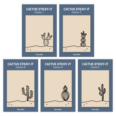 모노라이크 스티키 점착메모지 캑터스 5종 세트, Cactus I, Cactus II, Cactus II, Cactus III, Cactus IV, Cactus V, 250매, 1세트