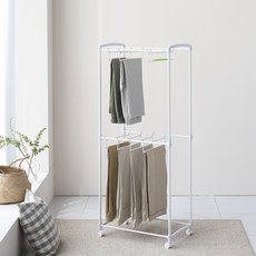 Highteen 防滑雙層褲架 40入 推車型衣架, 白色