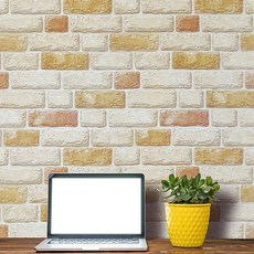 새암 DIA 인테리어 접착식 단열벽지, 파스텔 파벽돌(D-49)