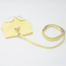 블루버킷 강아지 파스텔 리본 하네스 세트 M, 옐로우, 1개