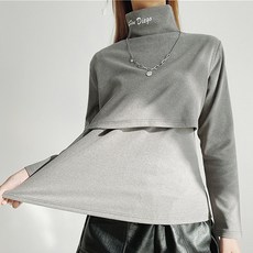 DAYMON 孕婦高領英文字樣長袖上衣