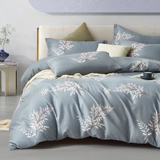 J-bedtime 床寢時光 台灣製絲柔棉被套床包組 雙人 葉語, 被套 + 床包 + 枕頭套 2個