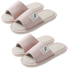 LIFE LANCE 高級亞麻室內拖鞋兩雙組, 粉色, 1組