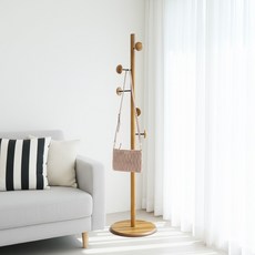 Supsokae 實木圓形低款立式衣架, 棕色