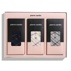 pierre cardin 皮爾卡登 女性用 Ever格紋襪 禮物3件組 + 提袋