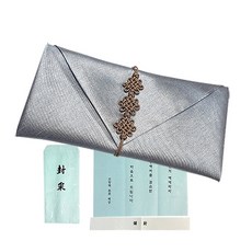 現金禮金袋袋型結繩包袱+高級紅包袋, 灰色的, 1張