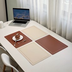 briview Linea 雙面餐墊, 4個, 象牙白 + 棕色, 43 x 30 cm