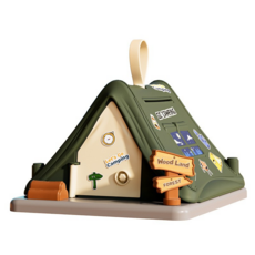 軍綠色帳篷鑰匙存錢筒, 1個, 綠色