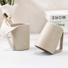 Musikine 粉彩斑點可瀝水倒置漱口杯, 2個, 燕麥色