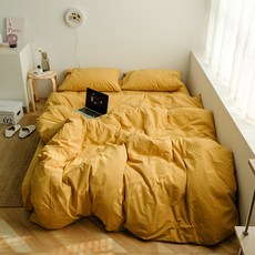 素色簡約柔軟被套, 黃色