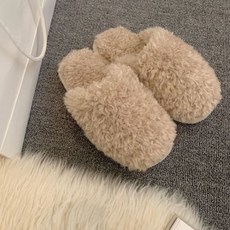 ANTS 奢華毛絨室內拖鞋, 米色, 1組