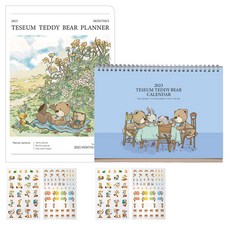 TESEUM 泰迪熊 2023 年日曆 + 月度計劃本 L 套組 K, 下午茶時間（日曆），野餐（計劃）
