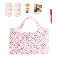 yarna 미니밀리 위브백 DIY + 바늘 부자재 세트, 1세트, 701 소프트핑크