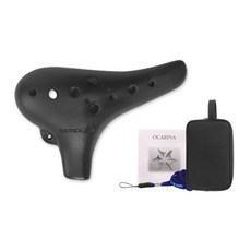 samick 三益樂器 瓷陶笛 SO-AC 黑色+奢華皮套+奢華背帶套組, 中音 C, 黑色的